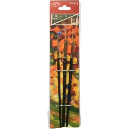 Pictura - Set 3 pensule DACO cu păr sintetic și vârf rotund – Mărimi 2, 6 și 10, pentru acrilic, acuarelă, tempera și guașă