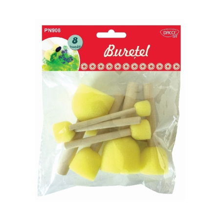 Pictura - Set 8 pensule cu burete DACO – Diametre 1,5–4 cm, pentru pictură, craft și tehnici decorative