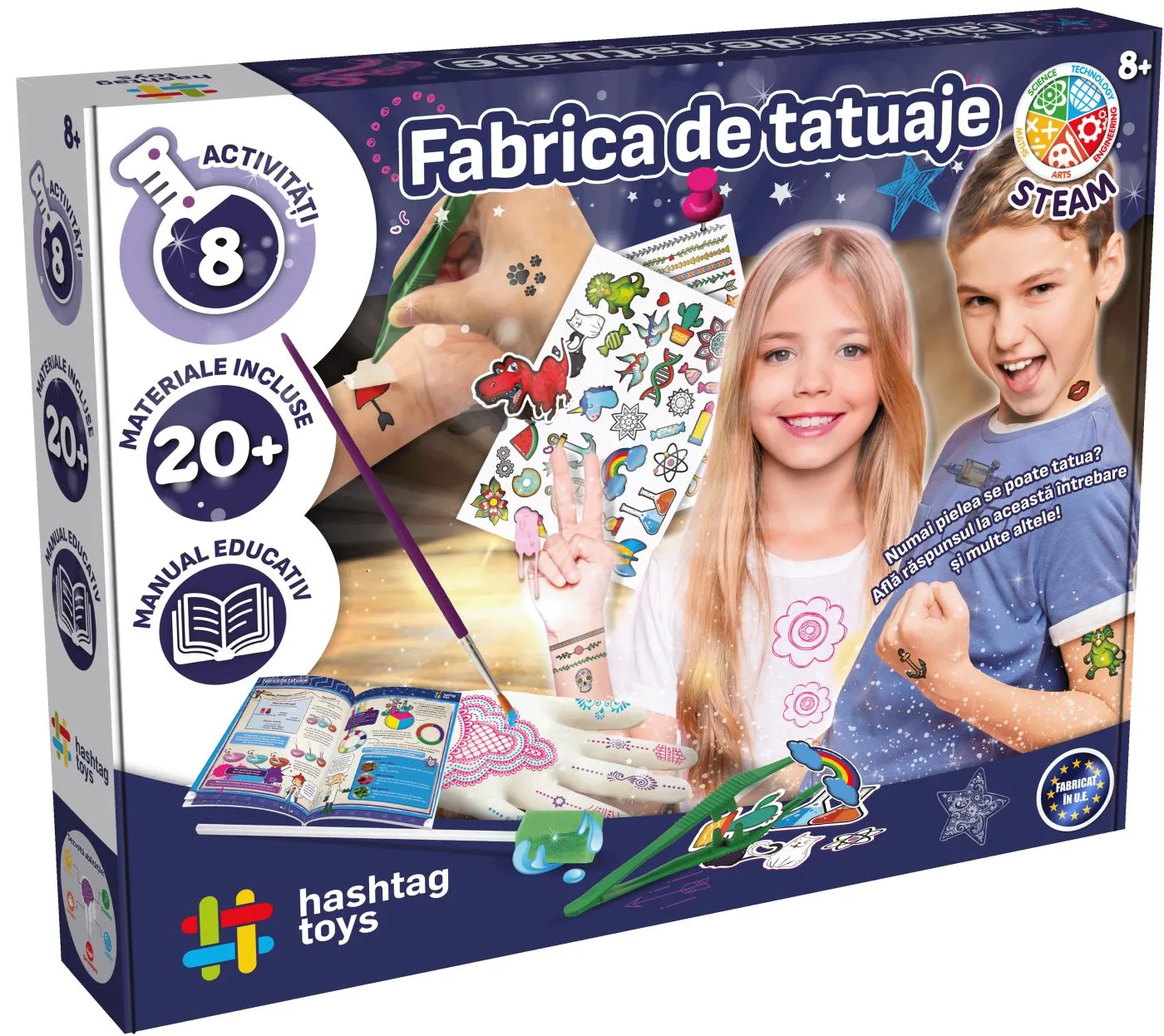 Jocuri - Set creativ Fabrica de Tatuaje – 8 activități, 20+ materiale, 8 ani+