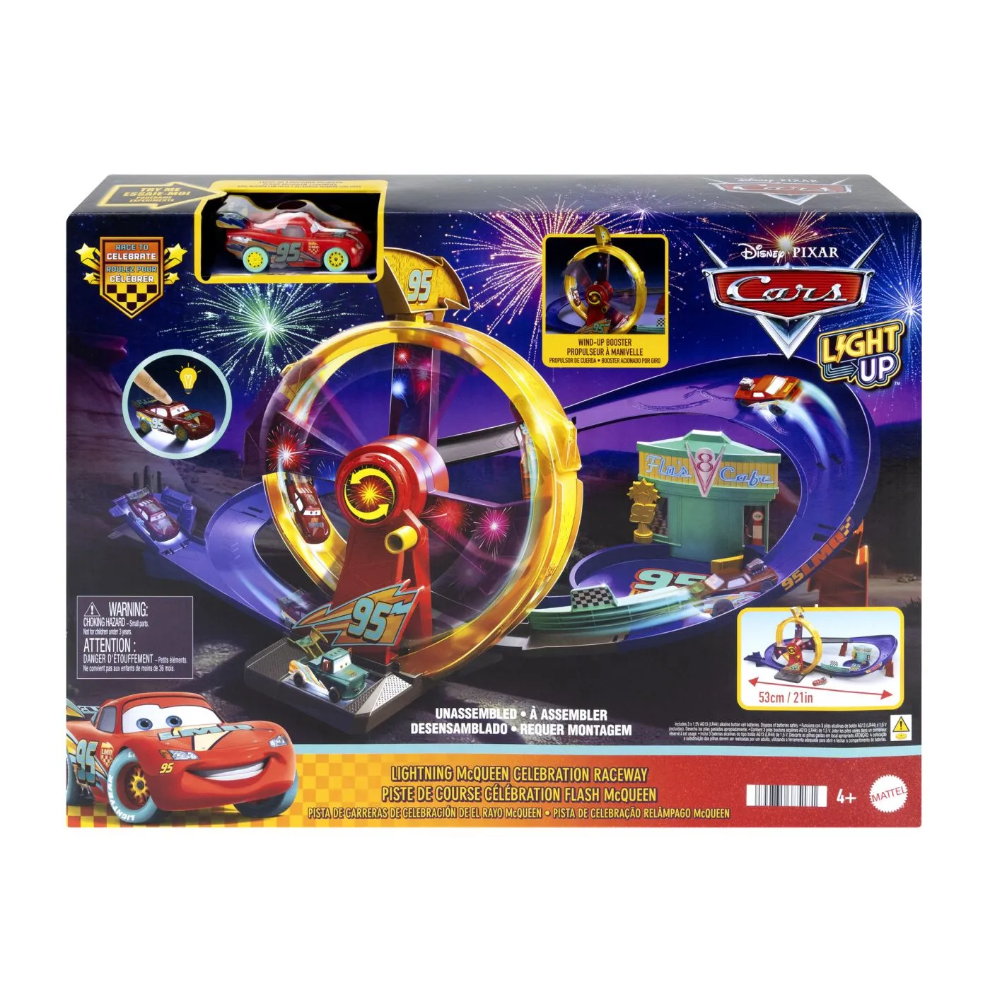 Masini - Set pistă de curse Cars Lightning McQueen Celebration Raceway cu mașinuță