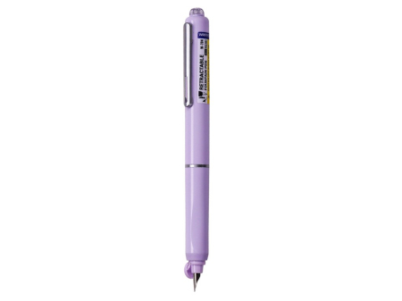 Rechizite - Stilou retractabil Writech violet cu peniță F și 5 patroane cu cerneală albastră
