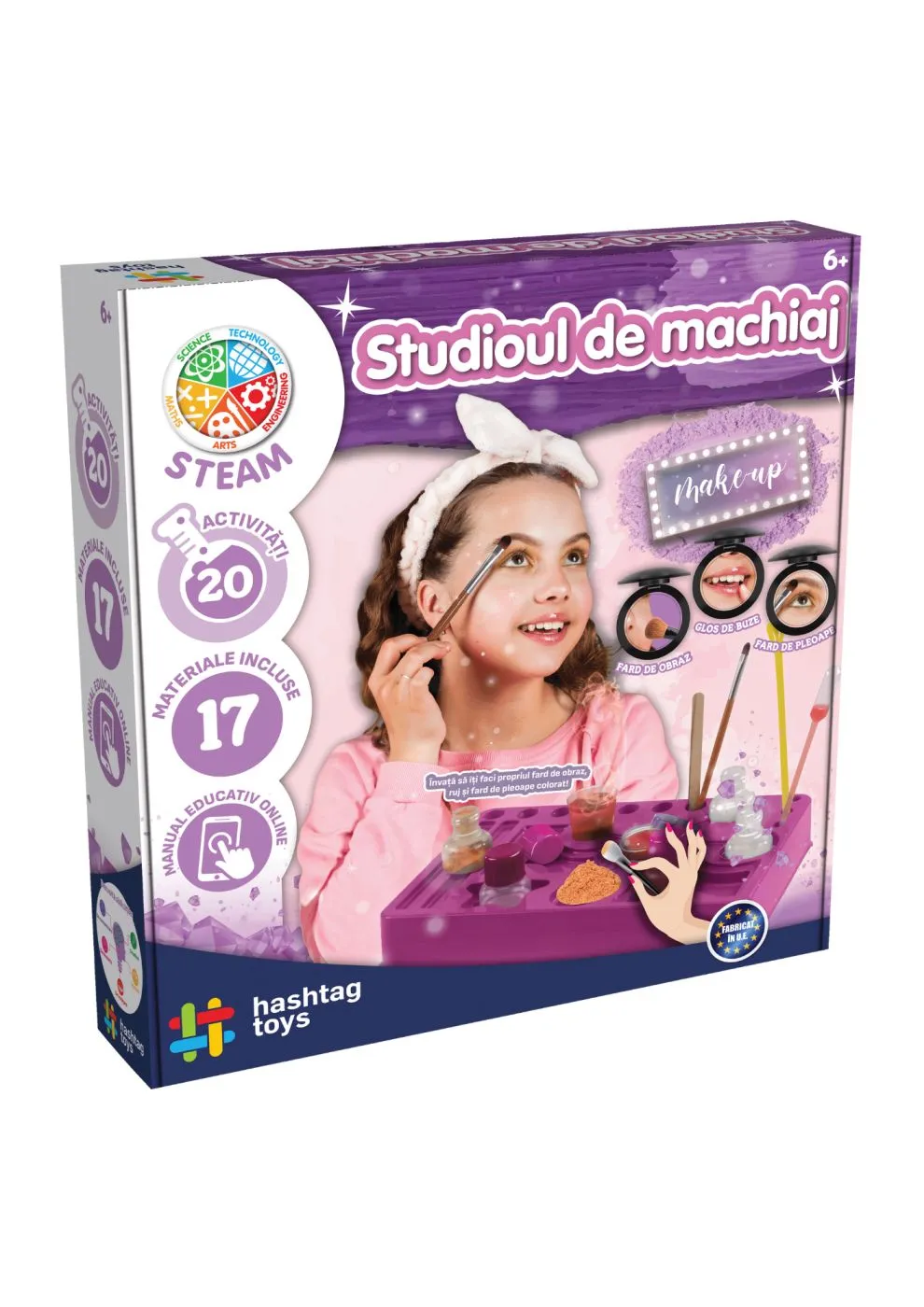 Jocuri - Studioul de Machiaj – Set creativ STEAM, 20 activități, 17 materiale, 6 ani+