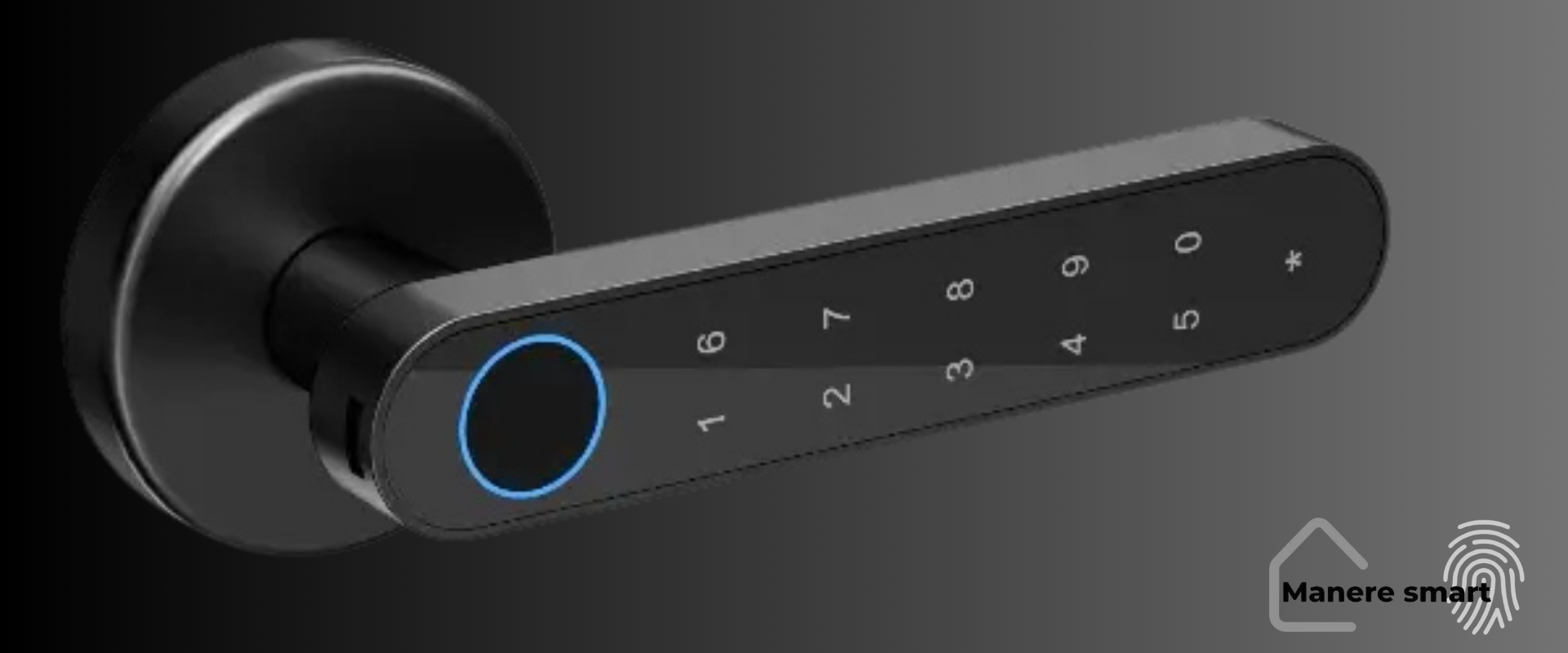 ManereSmart Hong Kong – Mâner smart cu amprentă, cod PIN, bluetooth și cheie, universal pentru uși de interior, 8 opțiuni de acces, negru mat