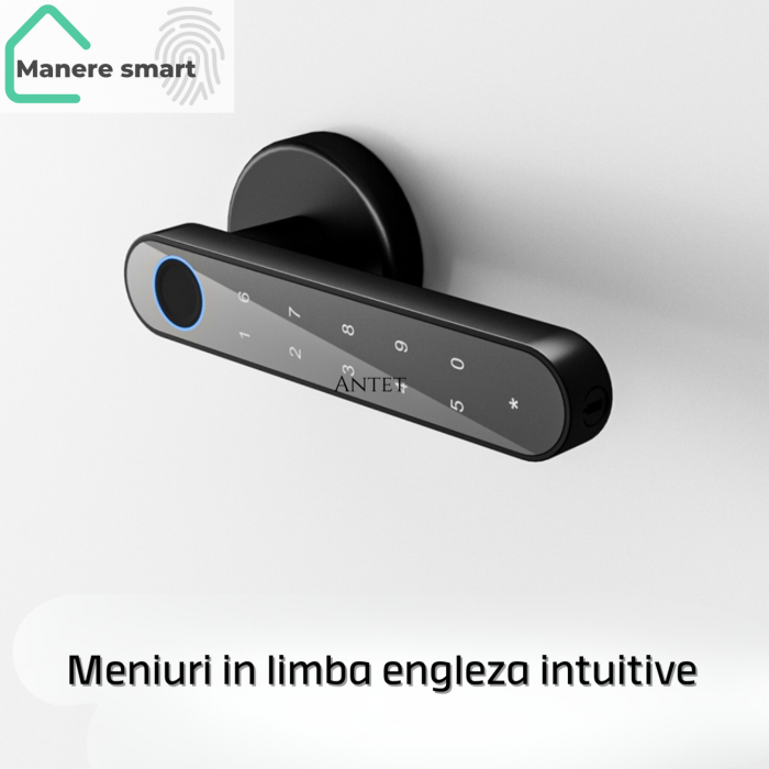 mâner smart Hong Kong cu amprentă digitală, cod PIN, bluetooth – smart lock interior pentru uși,culoare auriu mat [5]