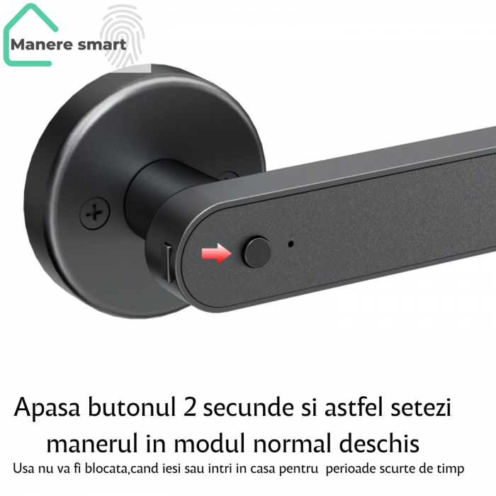 mâner smart Hong Kong cu amprentă digitală, cod PIN, bluetooth – smart lock interior pentru uși,culoare auriu mat [7]