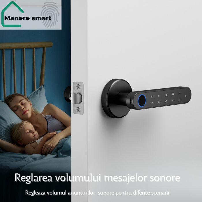 mâner smart Hong Kong cu amprentă digitală, cod PIN, bluetooth – smart lock interior pentru uși [8]