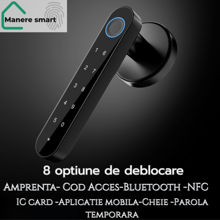mâner smart Hong Kong cu amprentă digitală, cod PIN, bluetooth – smart lock interior pentru uși [3]