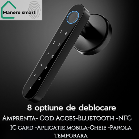 mâner smart Hong Kong cu amprentă digitală, cod PIN, bluetooth – smart lock interior pentru uși [2]