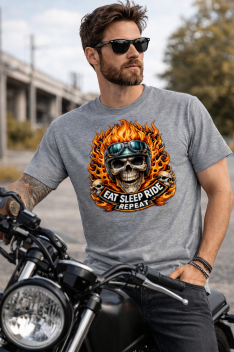 tricou moto skull eat sleep ride repeat mannzes [4]