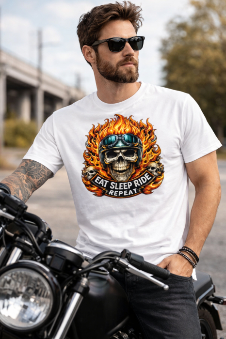 tricou moto skull eat sleep ride repeat mannzes [3]