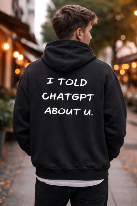 Hanorac I Told ChatGPT About You Mannzes din bumbac premium cu mesaj amuzant [2]