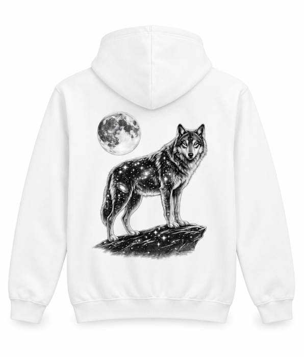 Hanorac Lunar Wolf cu lup și lună imprimeu pe spate outdoor Mannzes [4]
