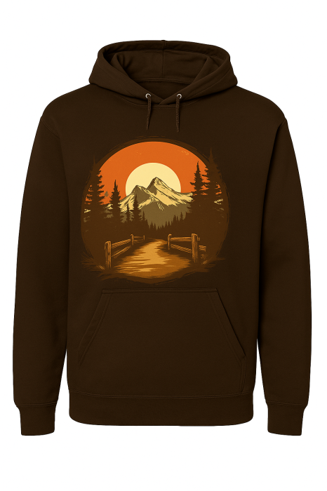 Hanorac unisex Sunset Escape Mannzes – design apus montan, glugă și confort premium [4]