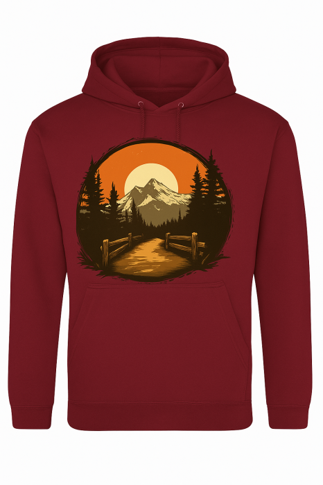 Hanorac unisex Sunset Escape Mannzes – design apus montan, glugă și confort premium [6]