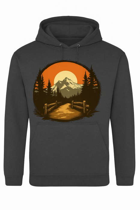 Hanorac unisex Sunset Escape Mannzes – design apus montan, glugă și confort premium [5]