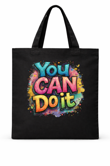 Sacoșă din bumbac You Can Do It cu print motivational colorat Mannzes [2]