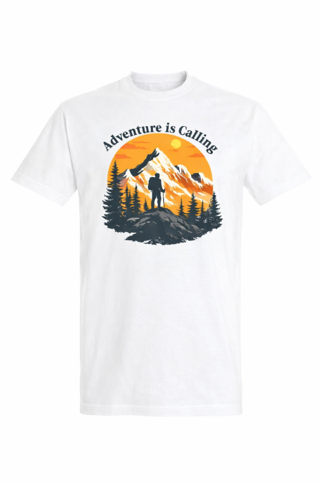 Tricou Adventure is Calling Mannzes cu design munte si drumet in natura, tricou outdoor pentru aventura si drumetii [5]