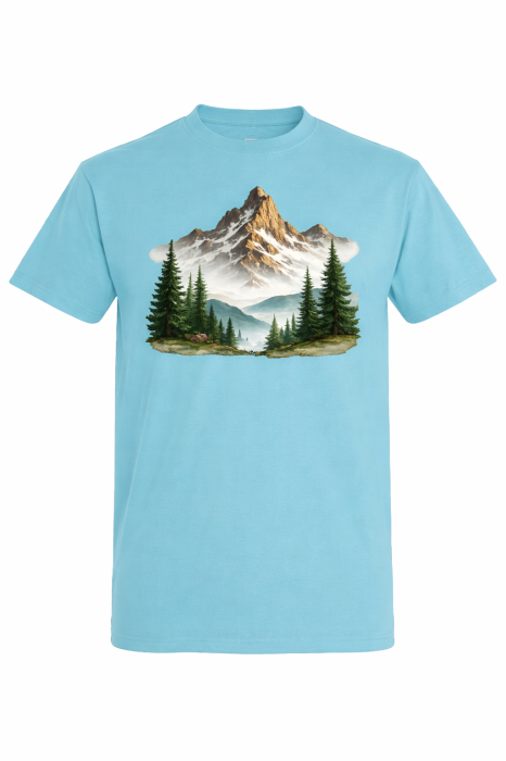 Tricou Alpine Escape Mannzes culoare Atoll Blue cu print munte si peisaj natura [5]