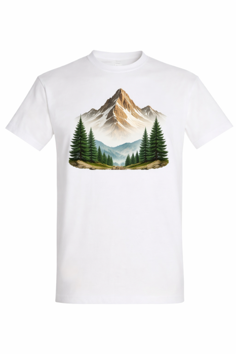 Tricou Alpine Escape Mannzes culoare Atoll Blue cu print munte si peisaj natura [6]
