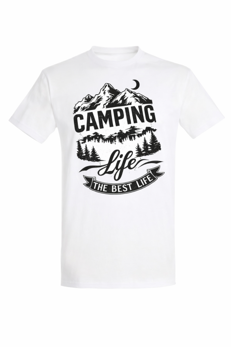 Tricou Camping Life The Best Life gri cu print outdoor munte Mannzes [4]