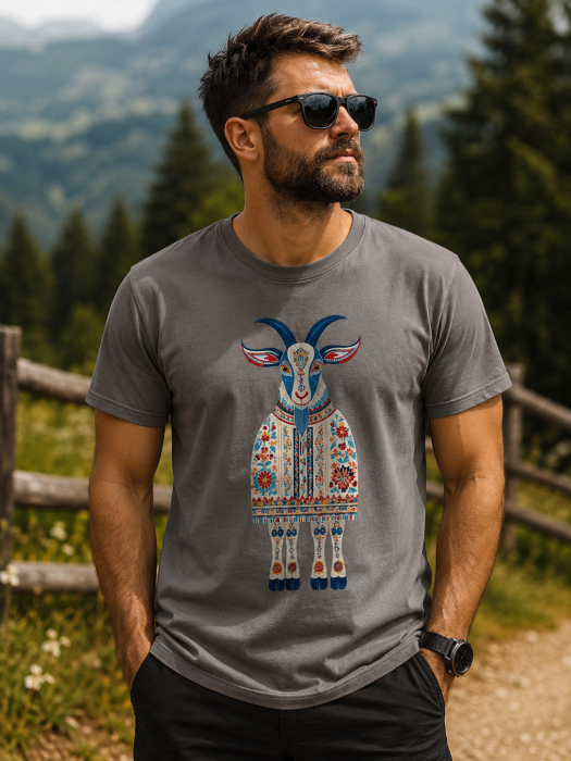 Tricou Capră în Port Popular Românesc - Design Folcloric Mannzes [5]