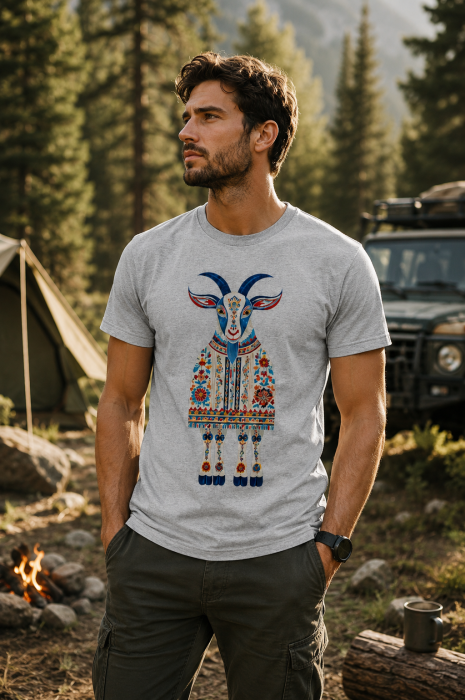 Tricou Capră în Port Popular Românesc - Design Folcloric Mannzes [8]