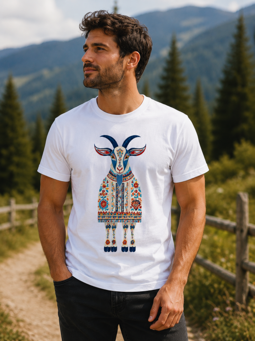 Tricou Capră în Port Popular Românesc - Design Folcloric Mannzes [6]
