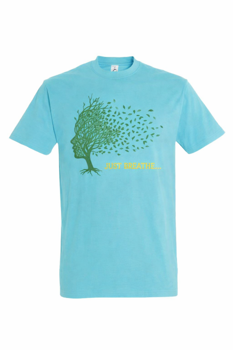 Tricou Just Breathe Mannzes cu design natura si copac stilizat, tricou outdoor inspirat din calm si libertate [4]