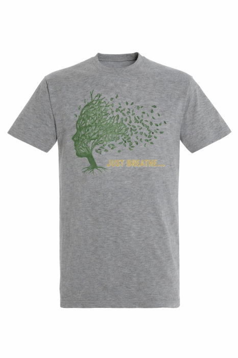 Tricou Just Breathe Mannzes cu design natura si copac stilizat, tricou outdoor inspirat din calm si libertate [3]
