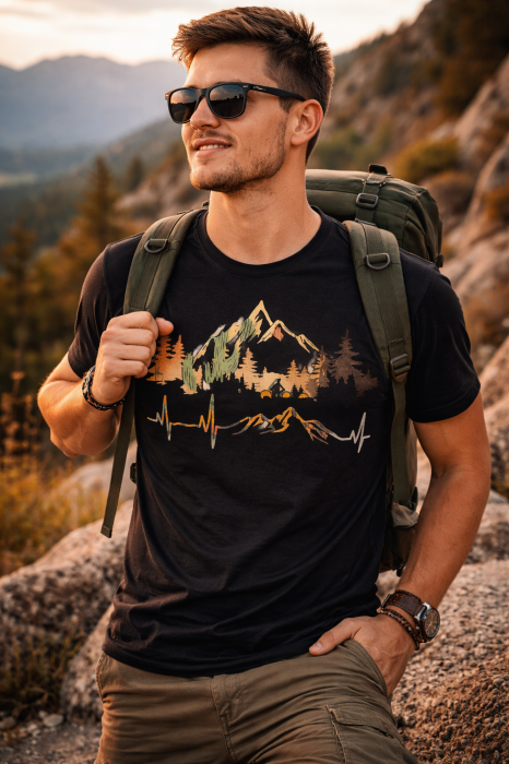 Heartbeat of the Mountains tricou lifestyle outdoor urban streetwear alb Mannzes [2]
