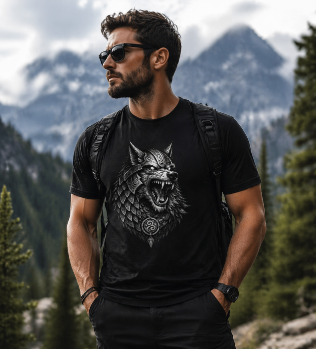 Tricou Lup Războinic Bărbați – Print DTF Premium, Bumbac 100%, Stil Streetwear Mannzes [3]