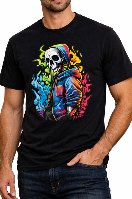 Tricou Neon Reaper Mannzes cu design skull streetwear [4]