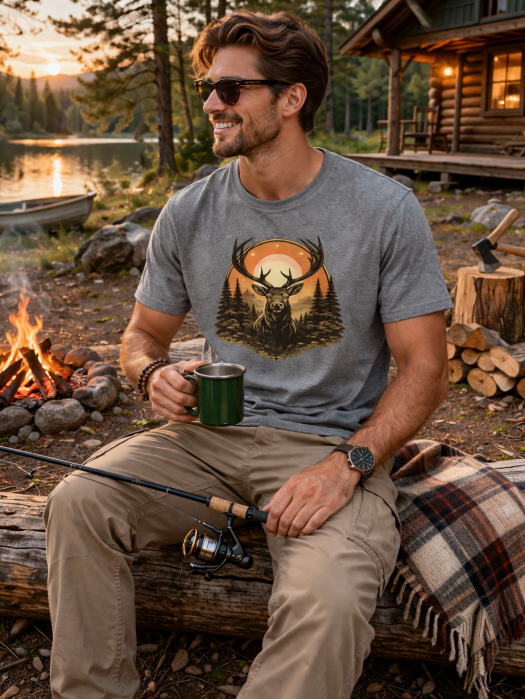 Tricou Outdoor Deer Sunset Mannzes [4]
