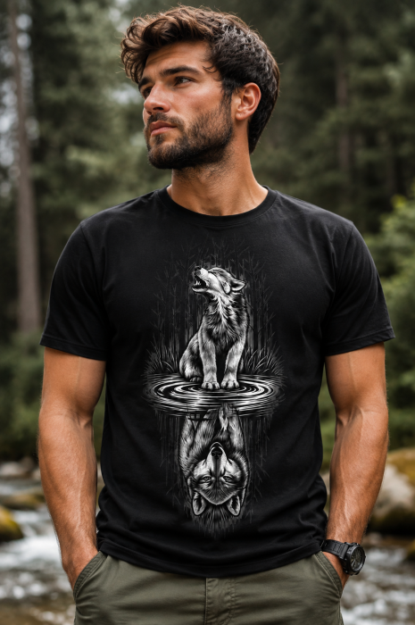 Tricou cu Lup Wolf Reflection – Mannzes [2]