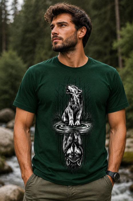 Tricou cu Lup Wolf Reflection – Mannzes [4]