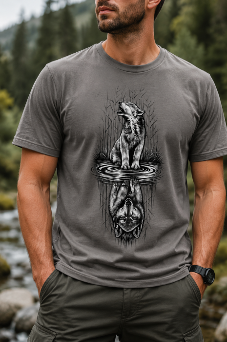 Tricou cu Lup Wolf Reflection – Mannzes [3]