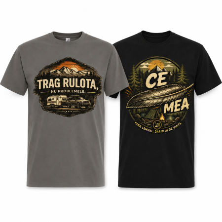 Livrare Imediata-Reduceri - Set 2 tricouri camping outdoor bărbați rulotă și aventură Mannzes