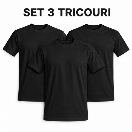 Tricouri - Set 3 tricouri negre adulți – 190 g/m²