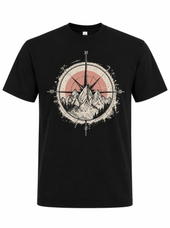 Tricouri Camping & Outdoor - tricou-busola-munti-outdoor-negru-mannzes