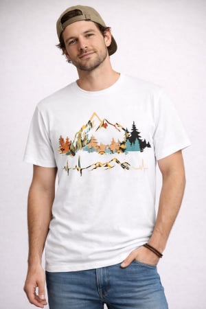 Tricouri - Heartbeat of the Mountains tricou lifestyle outdoor urban streetwear alb Mannzes