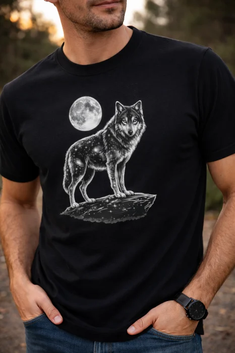 Livrare Imediata-Reduceri - Tricou lunar wolf marime xl negru