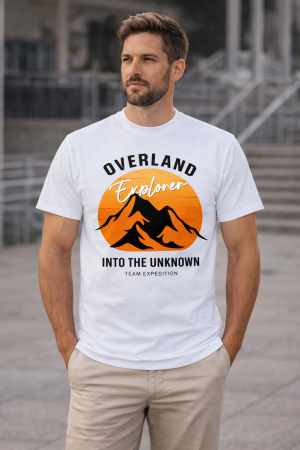 Tricouri Camping & Outdoor - Tricou Overland Explorer cu print portocaliu – Mannzes