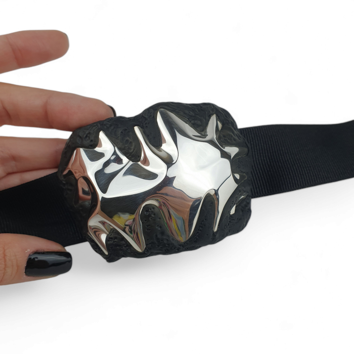 Bratara Black Coral rasina texturata si metal polisat [3]