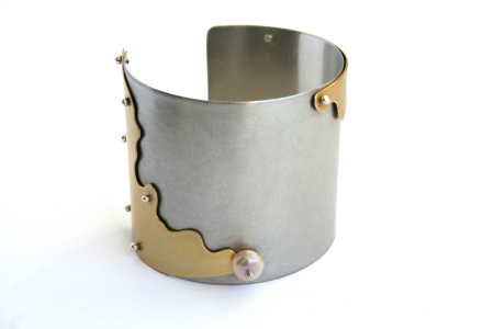 Brățări - Brățară Layers Pearl Cuff statement cu accent de perlă