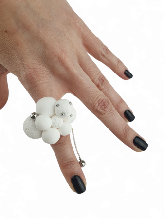Inel White Spheres Muse | Bijuterie contemporană handmade [3]
