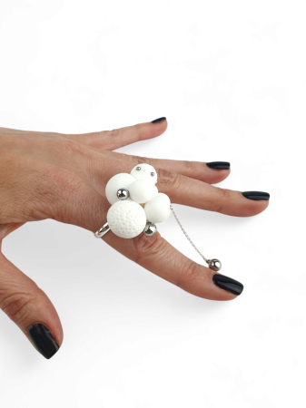 Inel White Spheres Muse | Bijuterie contemporană handmade [2]