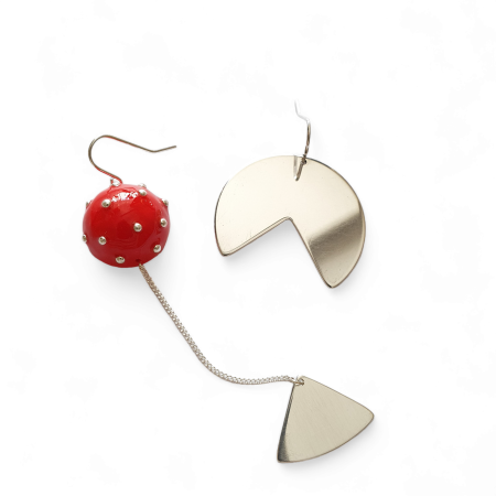 Cercei - cercei-asimetrici-pacman-argint-rasina