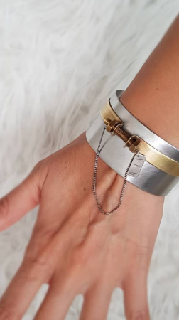 Brățară Screw Cuff statement cu element șurub și piuliță [3]
