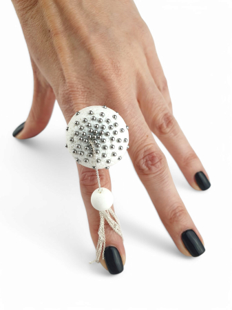 Muse Chains – inel statement din argint și rășină texturată, bijuterie contemporană [1]