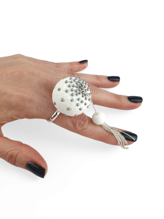 Muse Chains – inel statement din argint și rășină texturată, bijuterie contemporană [4]